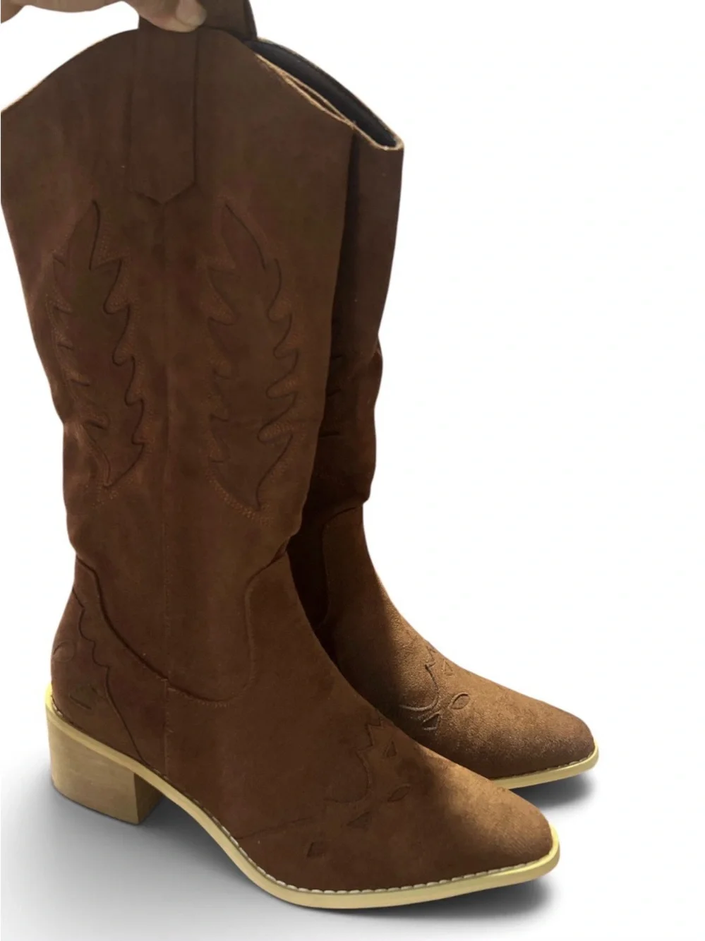 Women's Brown Suede Western Mid-Calf Boots